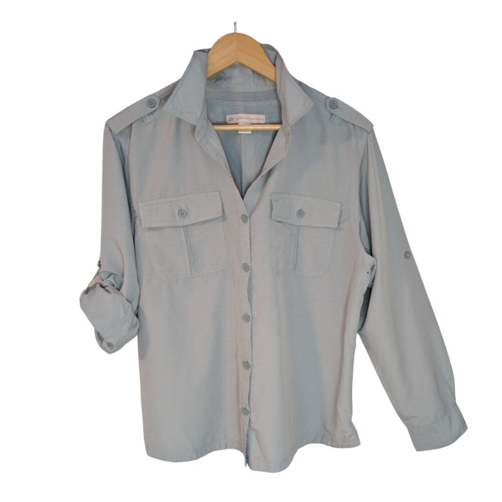 Eastern Mountain Sports Pale Aqua Blue Vented Hiking Shirt Utility XL